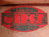 Das Markenzeichen von Phonos Gipsy  im Lederdeckel / The trade mark by Phonos Gipsy 